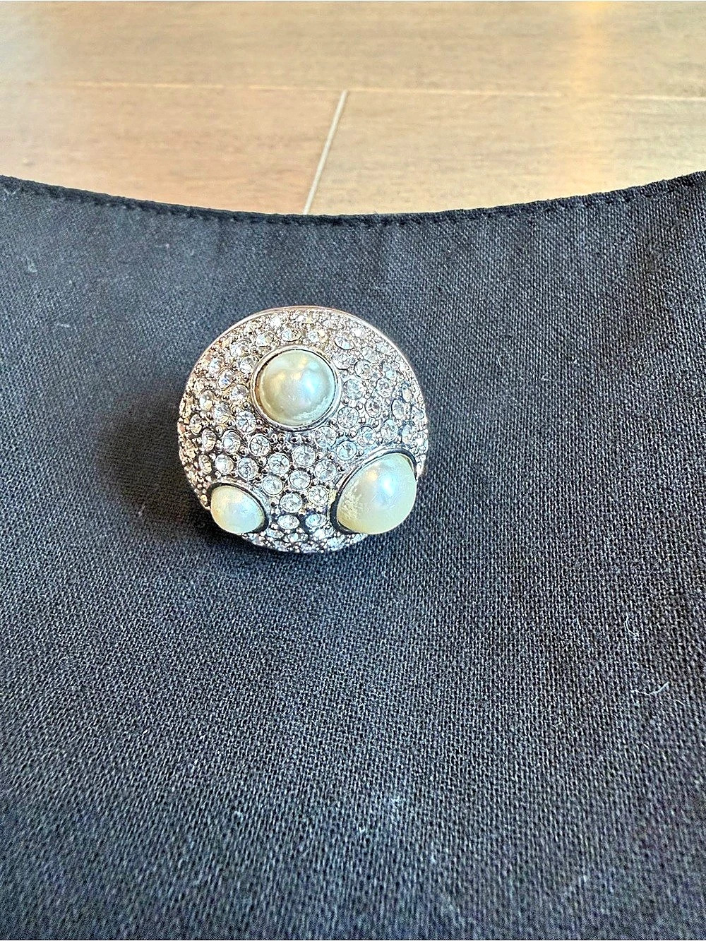 Scaasi Silver-Tone Statement Ring Size 6 Like New